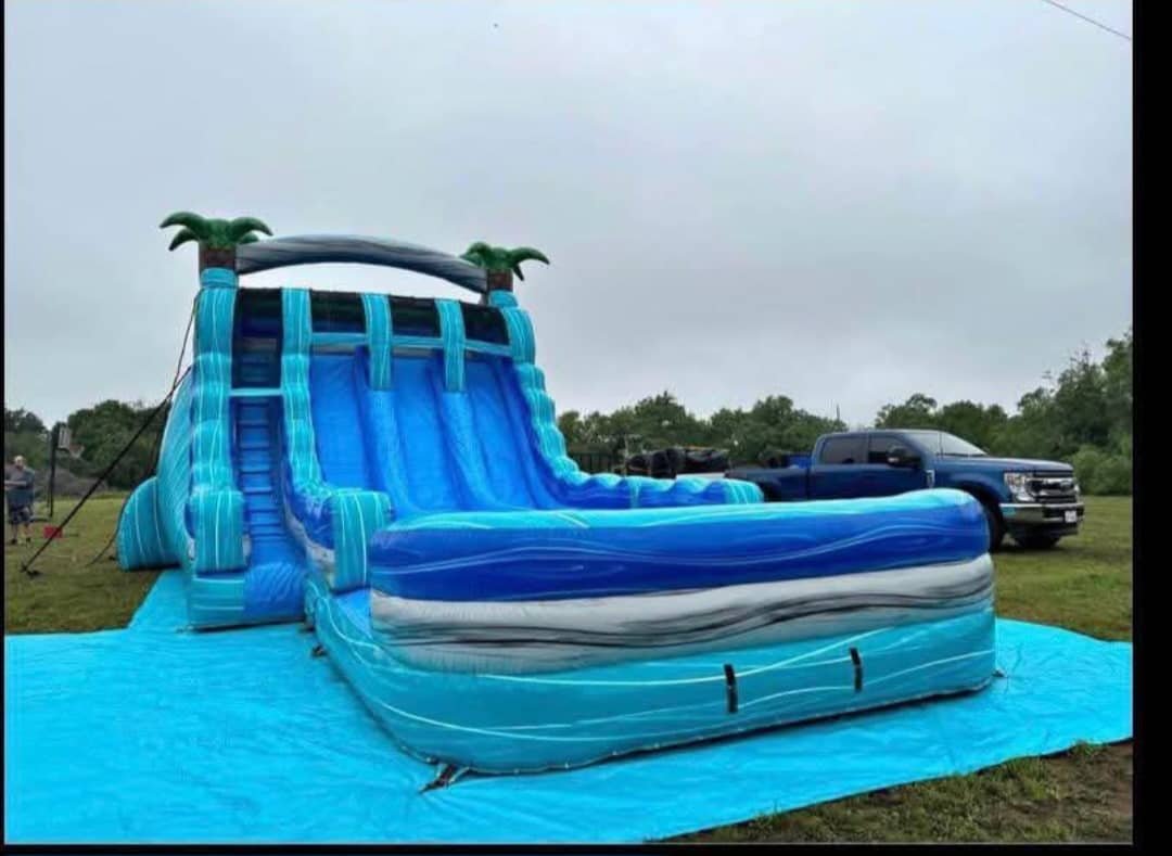 #L 45 x w 18 x 25 hft Blue Paradise 25‑Foot Inflatable Water Slide