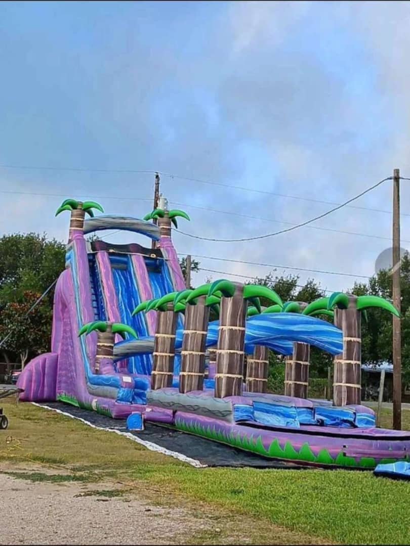 #L 46 x w 15 x 25 hft Tropical Splash 25‑Foot Inflatable Water Slide